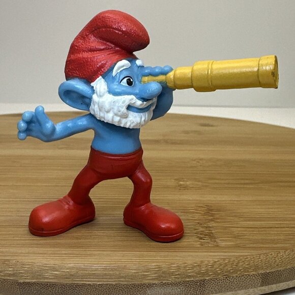 2011 PAPA SMURF TELESCOPE exclusive Peyo McDonald's Action Figure Toy 3” - Picture 1 of 5